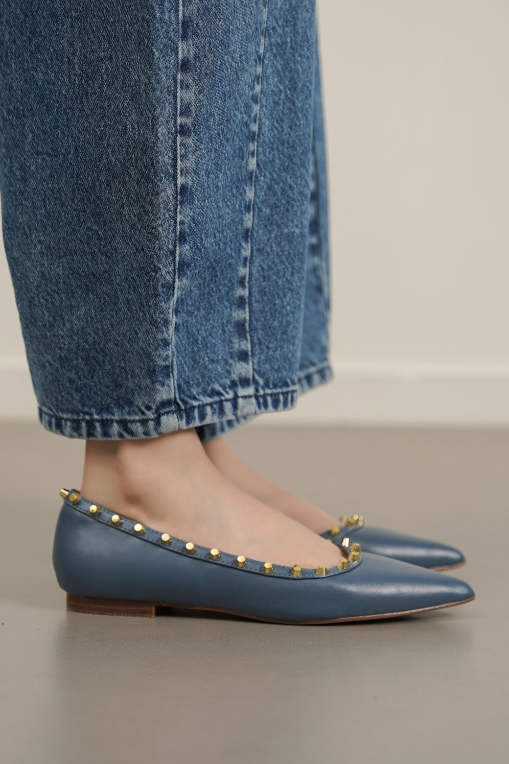 BLUE MILAN STUDDED PUMPS