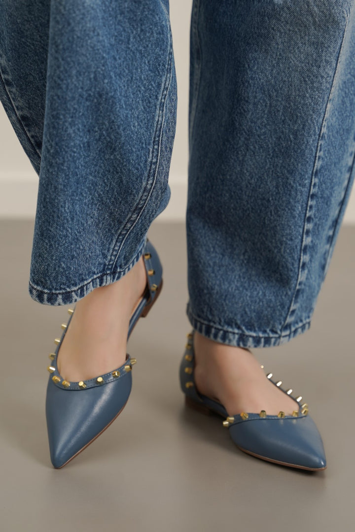 BLUE MILAN STUDDED PUMPS