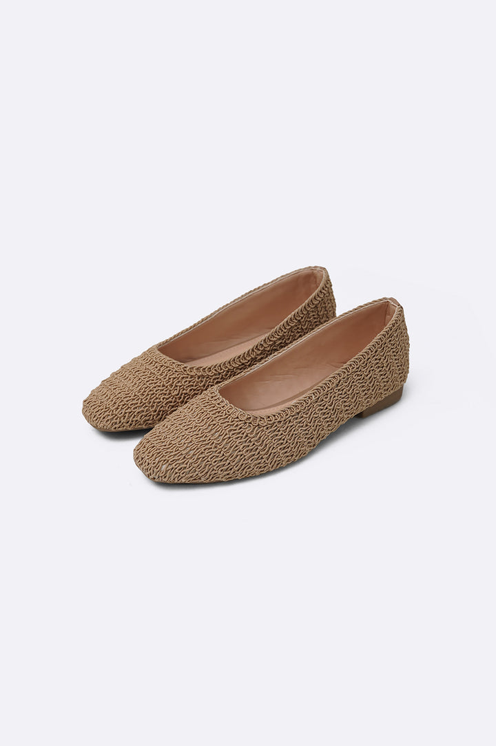 KHAKI CARLA WOVEN FLATS