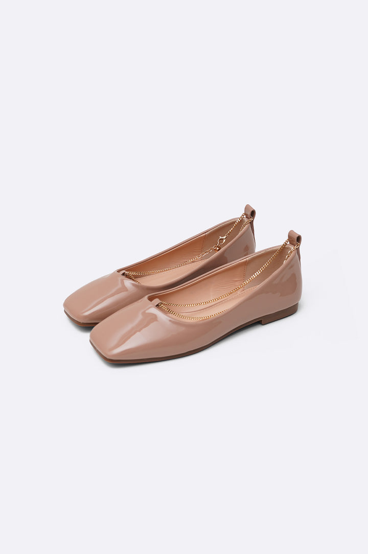 NUDE ANKLET BALLERINA FLATS