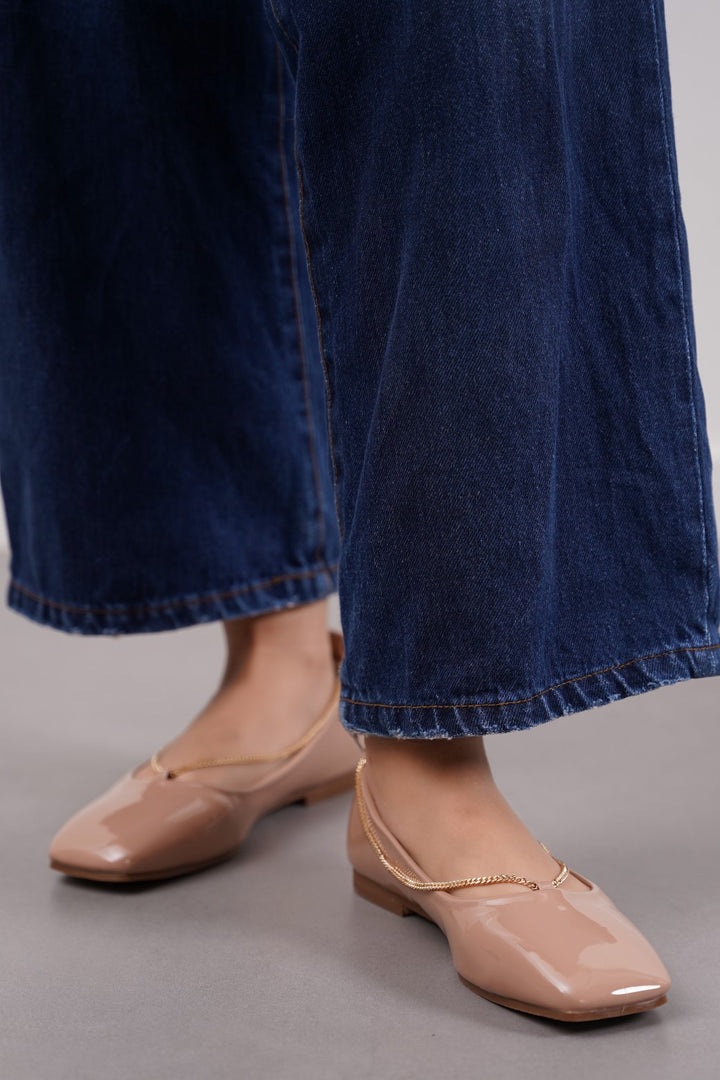 NUDE ANKLET BALLERINA FLATS