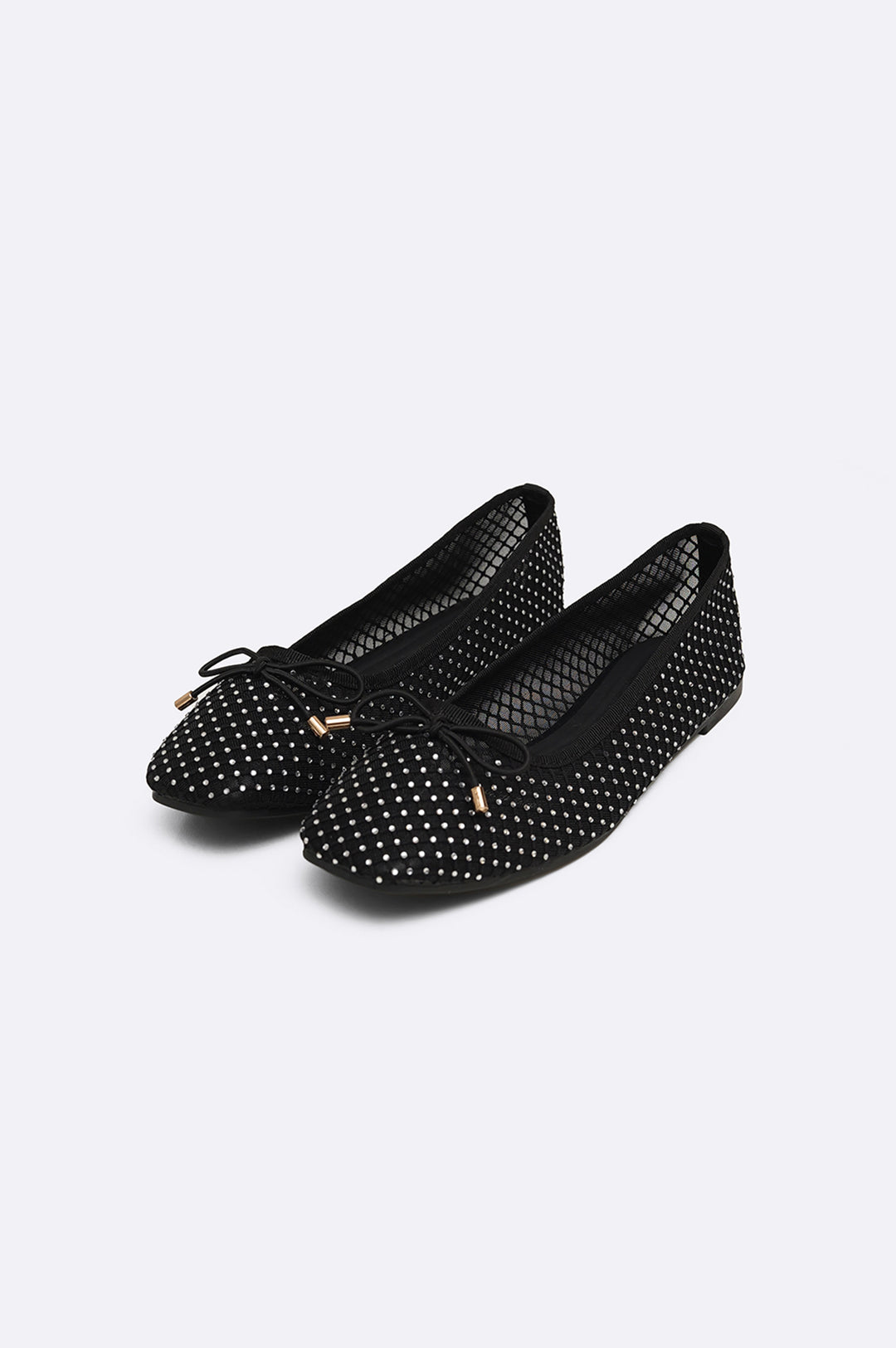 BLACK STUDDED BALLET FLATS