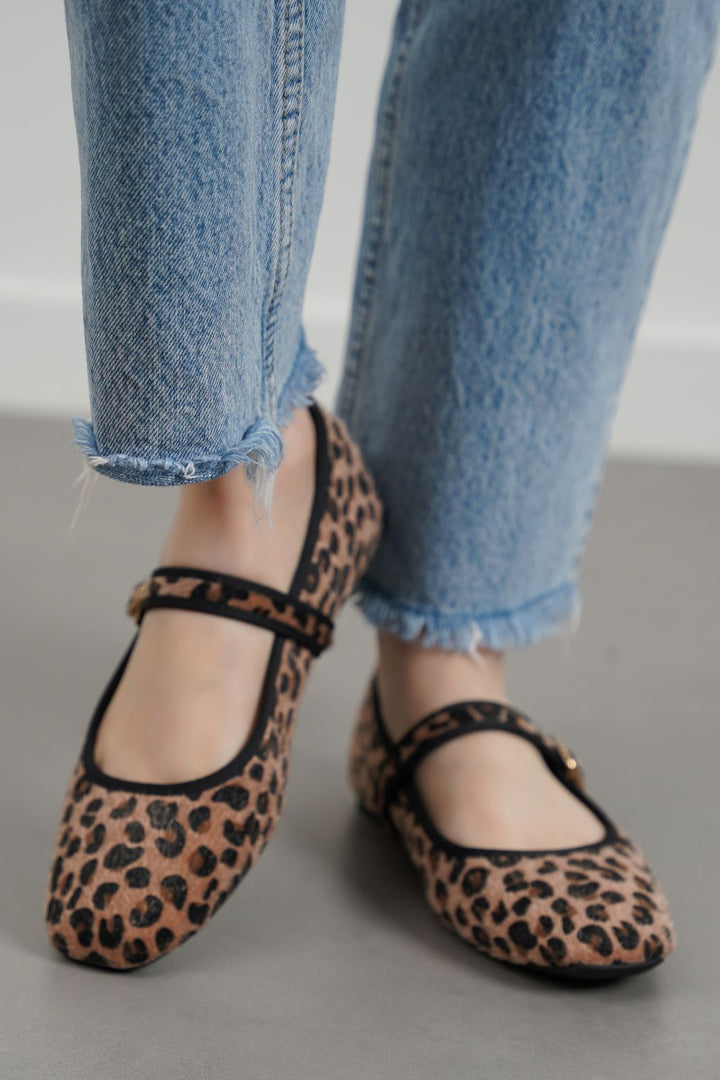 CAMEL LEOPARD MARY-JANES