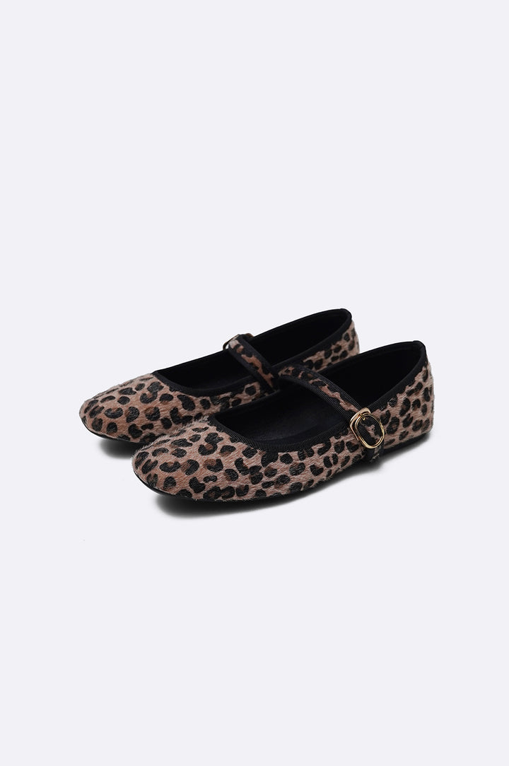 CAMEL LEOPARD MARY-JANES