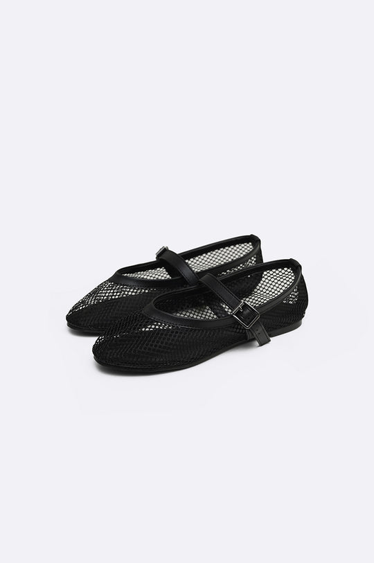 BLACK MESH MARY-JANES