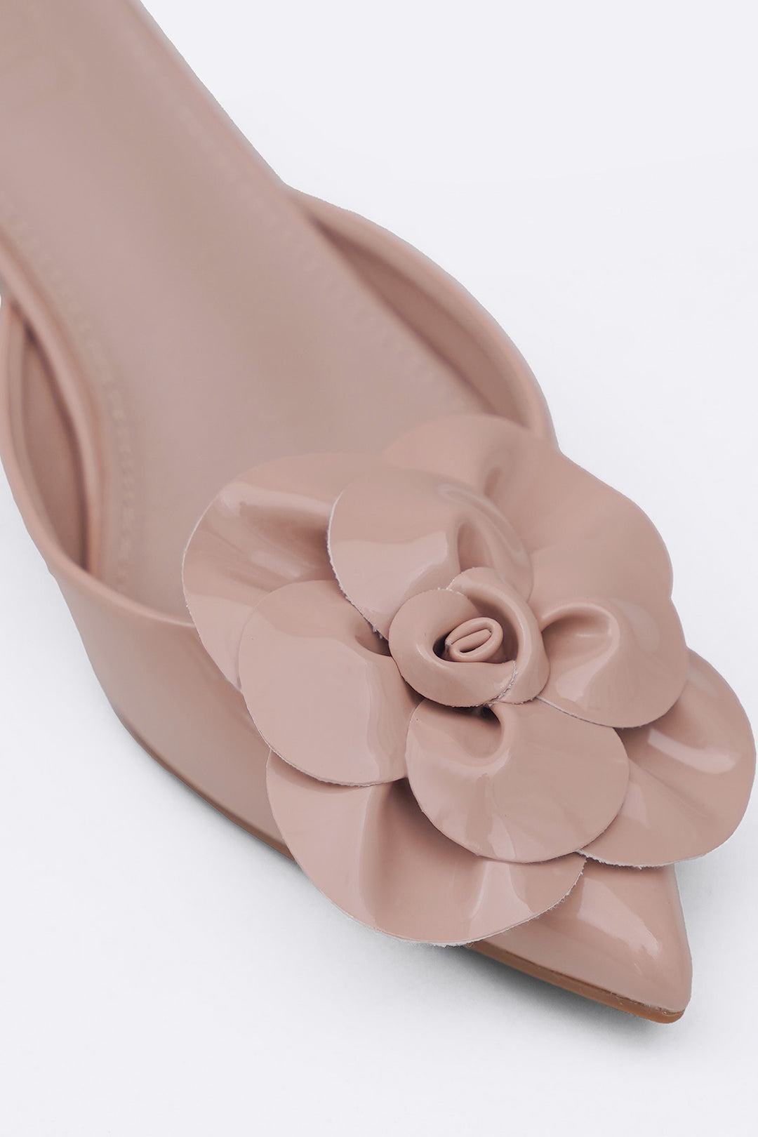 NUDE FLOWER MINI HEELS