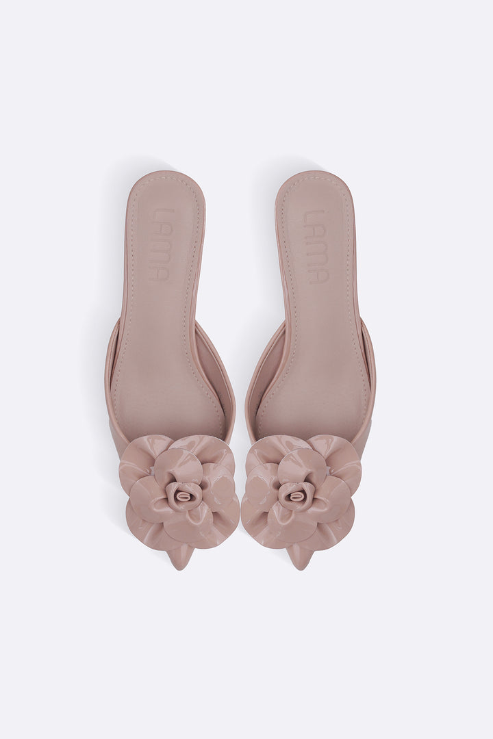 NUDE FLOWER MINI HEELS