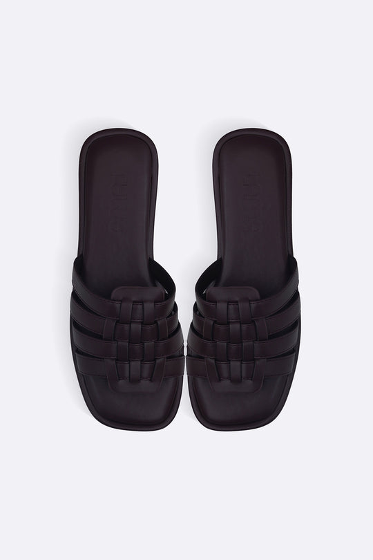 DARK BROWN VENETO CAGED SLIDES