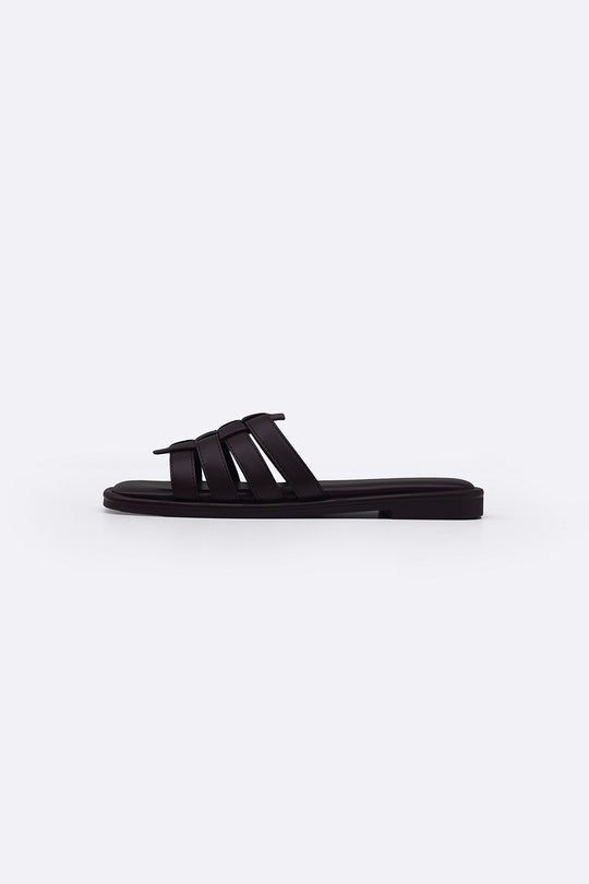 DARK BROWN VENETO CAGED SLIDES