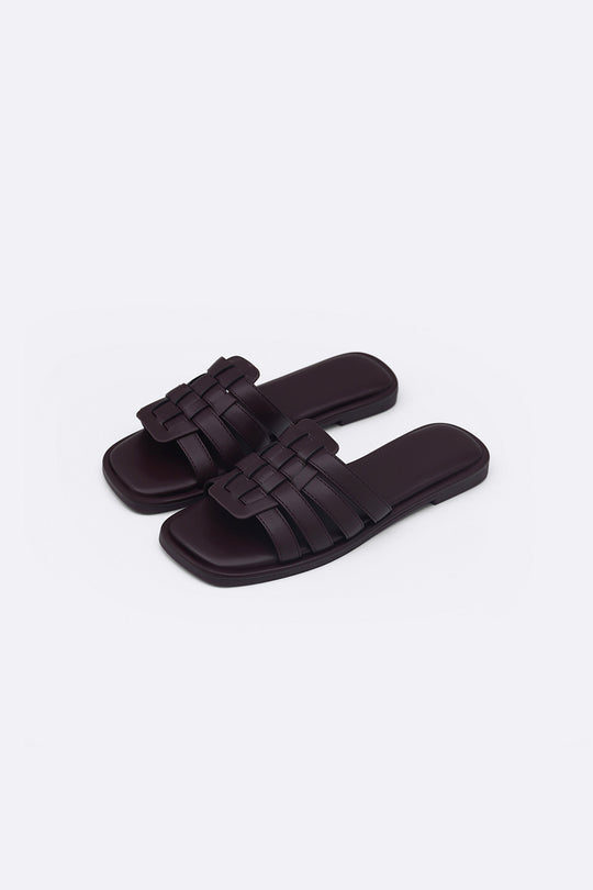 DARK BROWN VENETO CAGED SLIDES