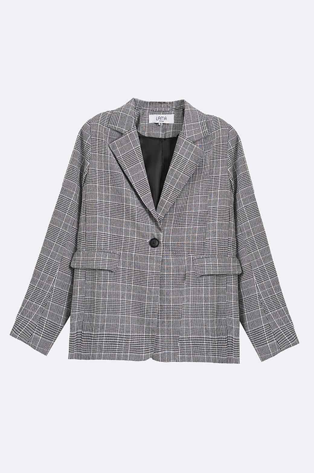 GREY BASIC CHECK BLAZER