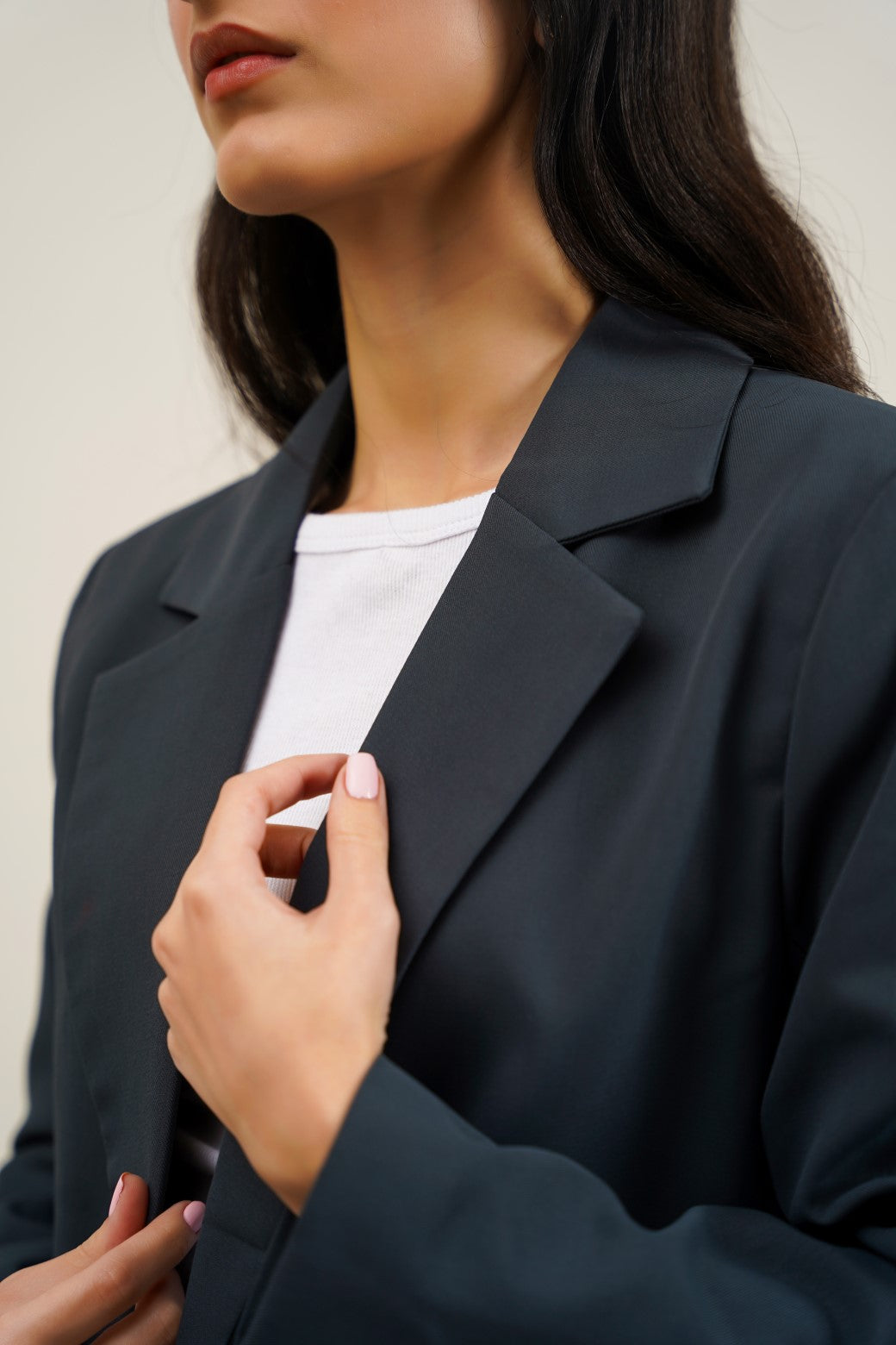 NAVY BASIC SINGLE-BUTTON BLAZER