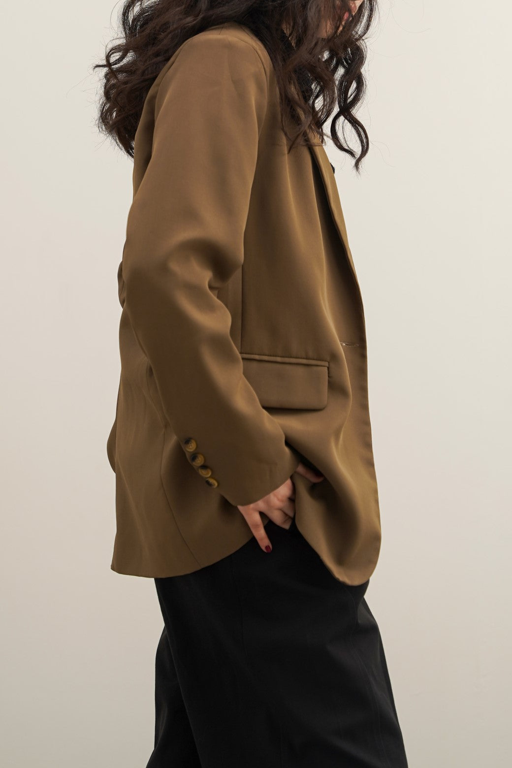 OLIVE BASIC SINGLE-BUTTON BLAZER