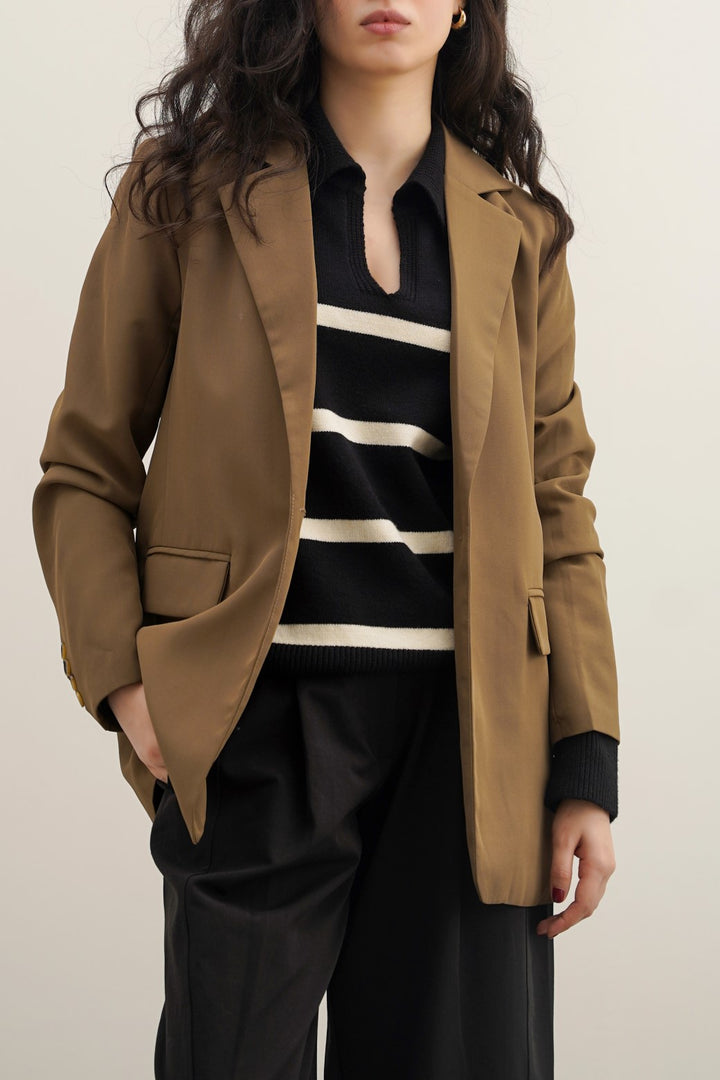 OLIVE BASIC SINGLE-BUTTON BLAZER