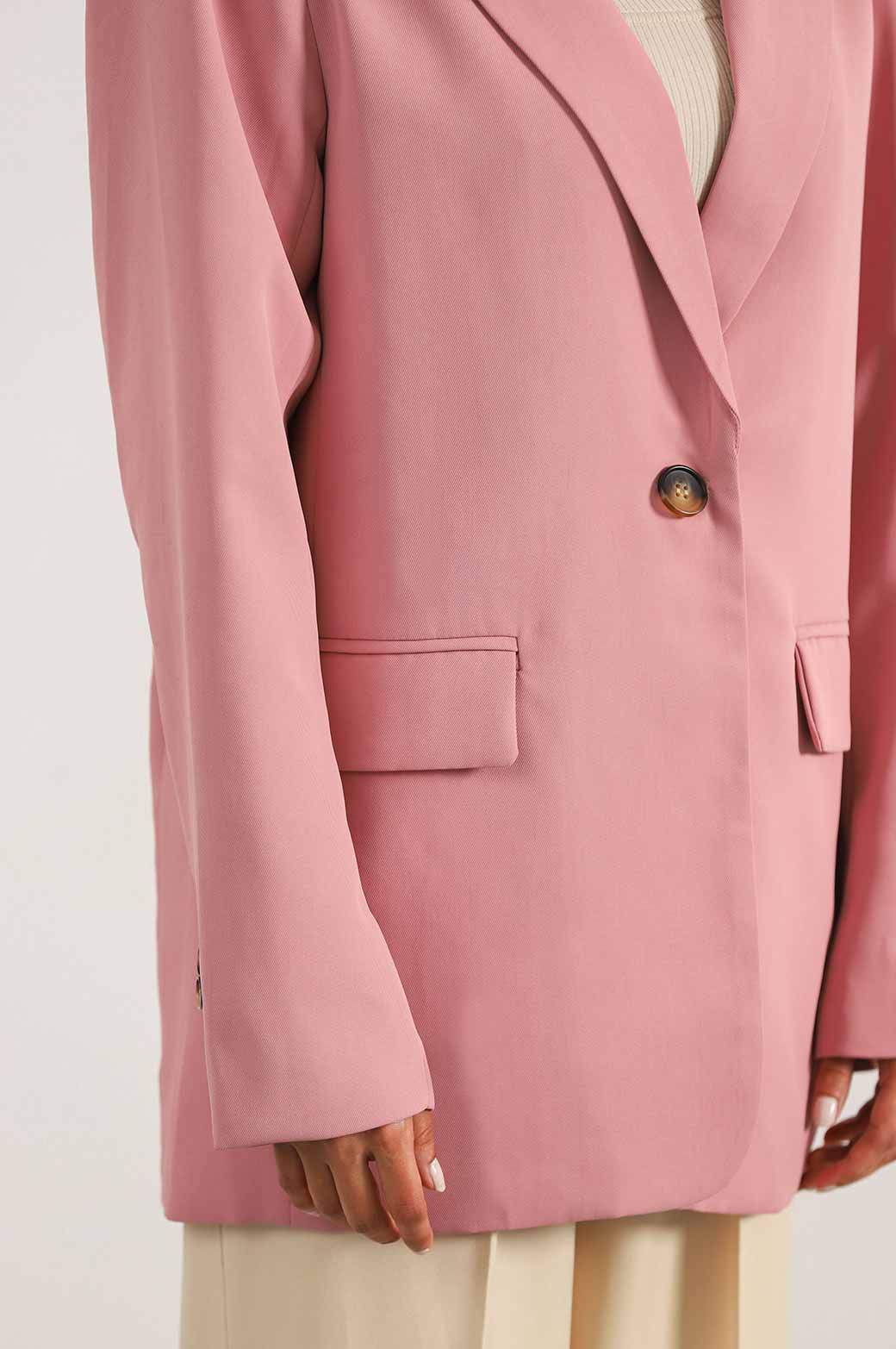PINK BASIC SINGLE BUTTON BLAZER