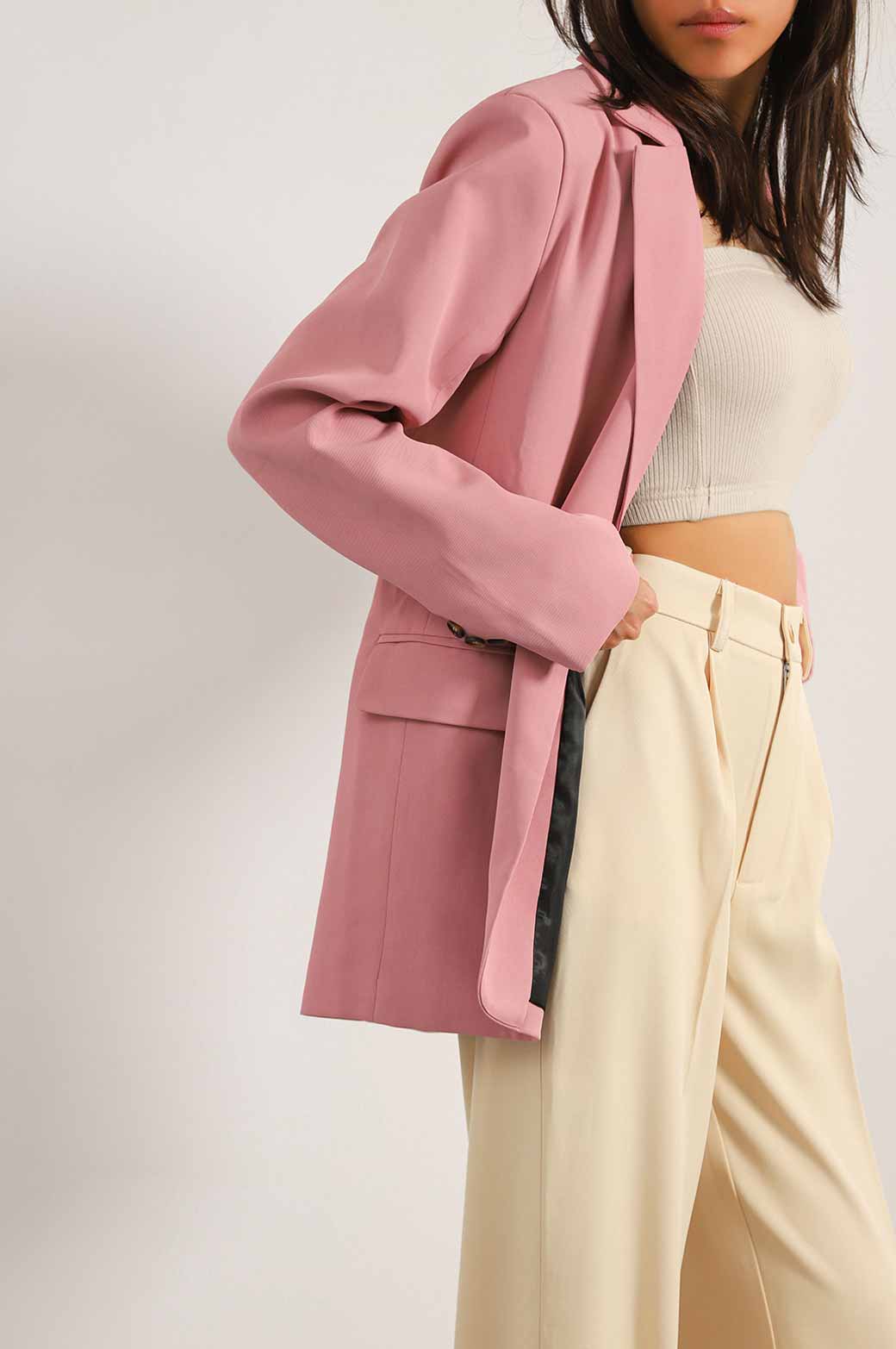 PINK BASIC SINGLE BUTTON BLAZER