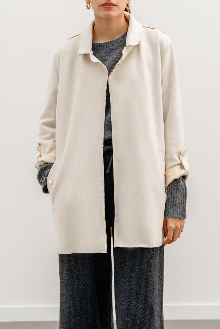 WHITE SUEDE MID COAT