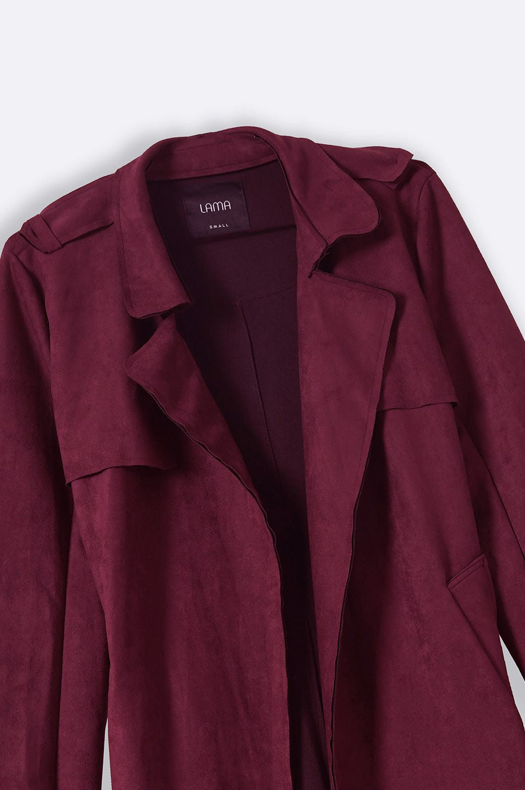 BURGUNDY SUEDE TRENCH COAT