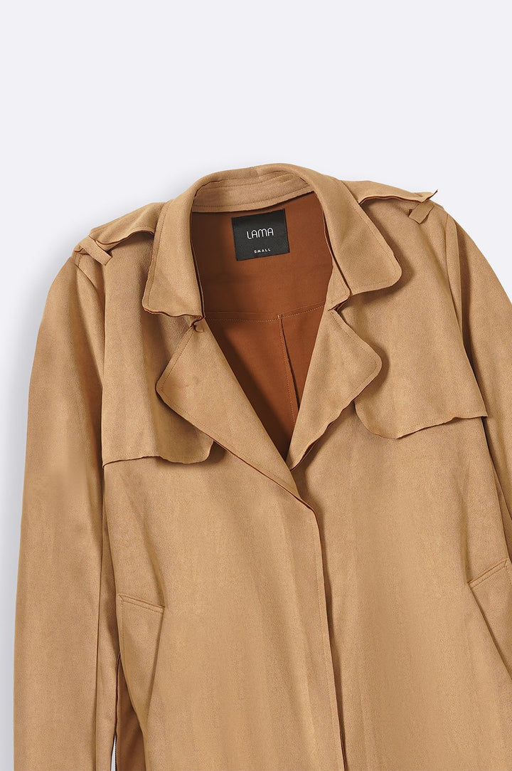 CAMEL SUEDE TRENCH COAT