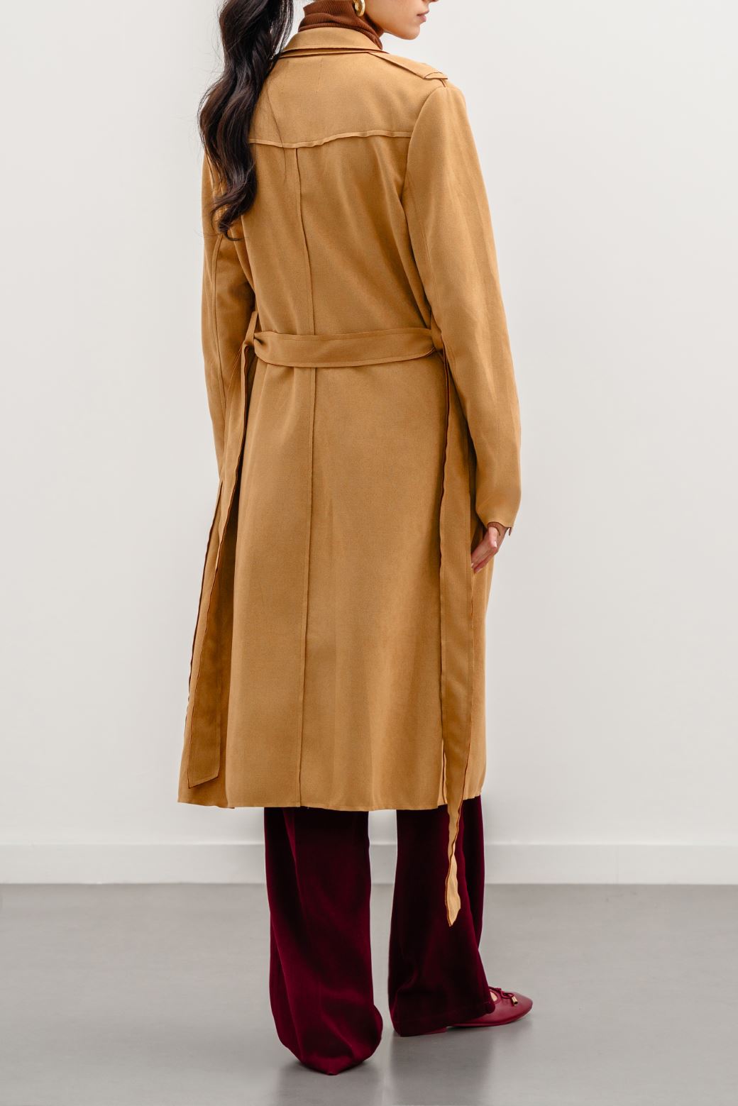 CAMEL SUEDE TRENCH COAT