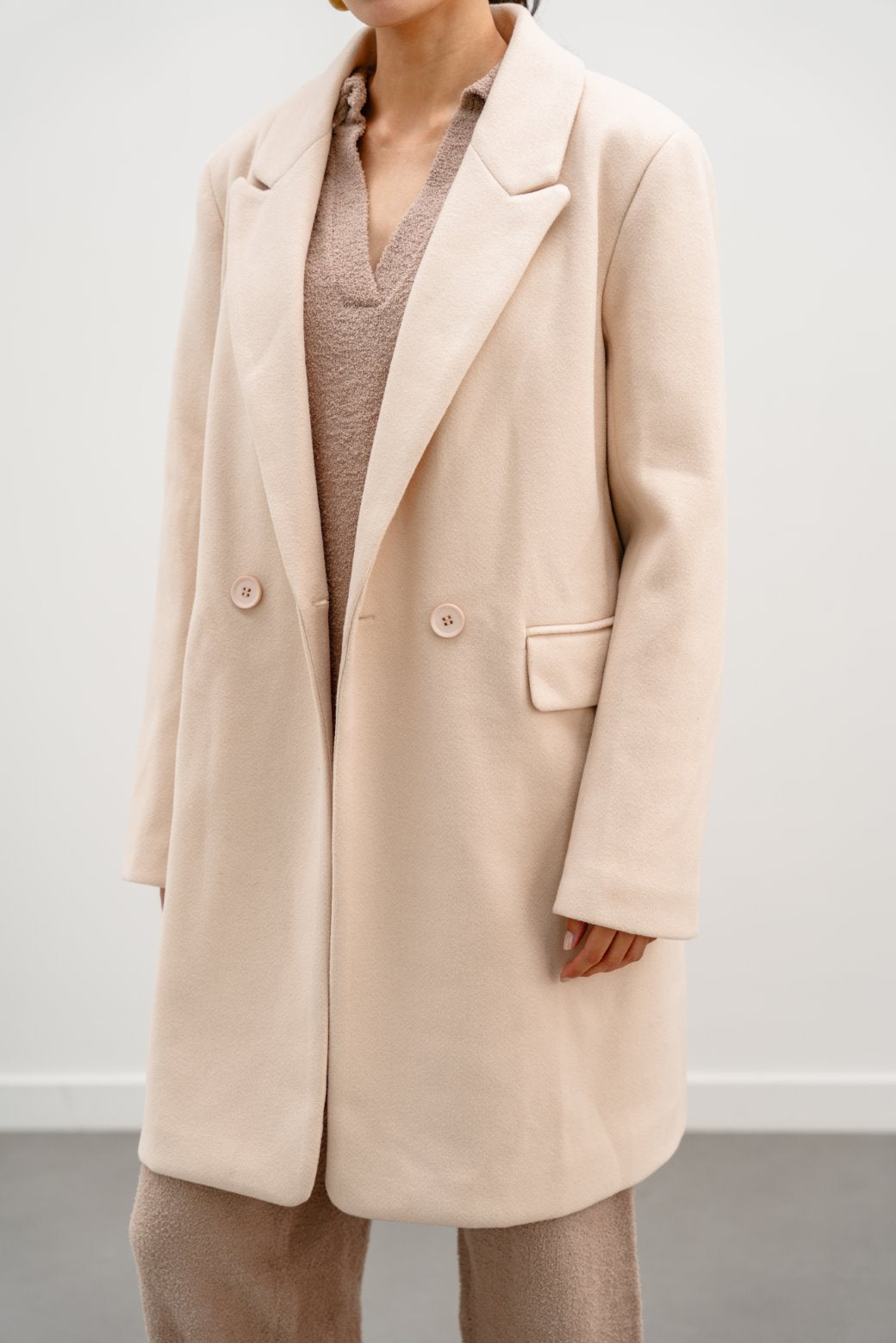 BEIGE RIZA DOUBLE BREASTED COAT