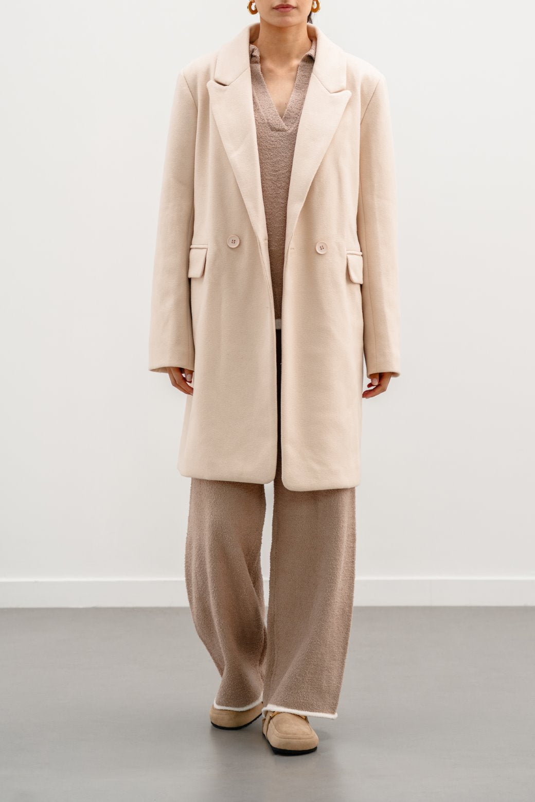 BEIGE RIZA DOUBLE BREASTED COAT