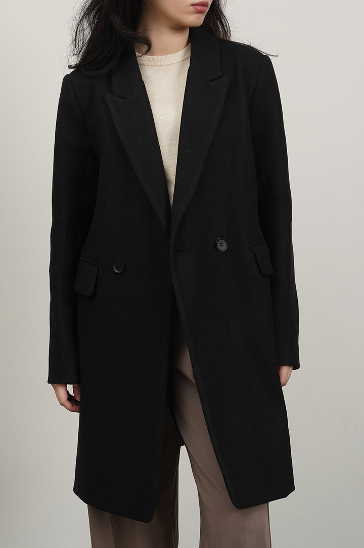 BLACK RIZA DOUBLE BREASTED COAT