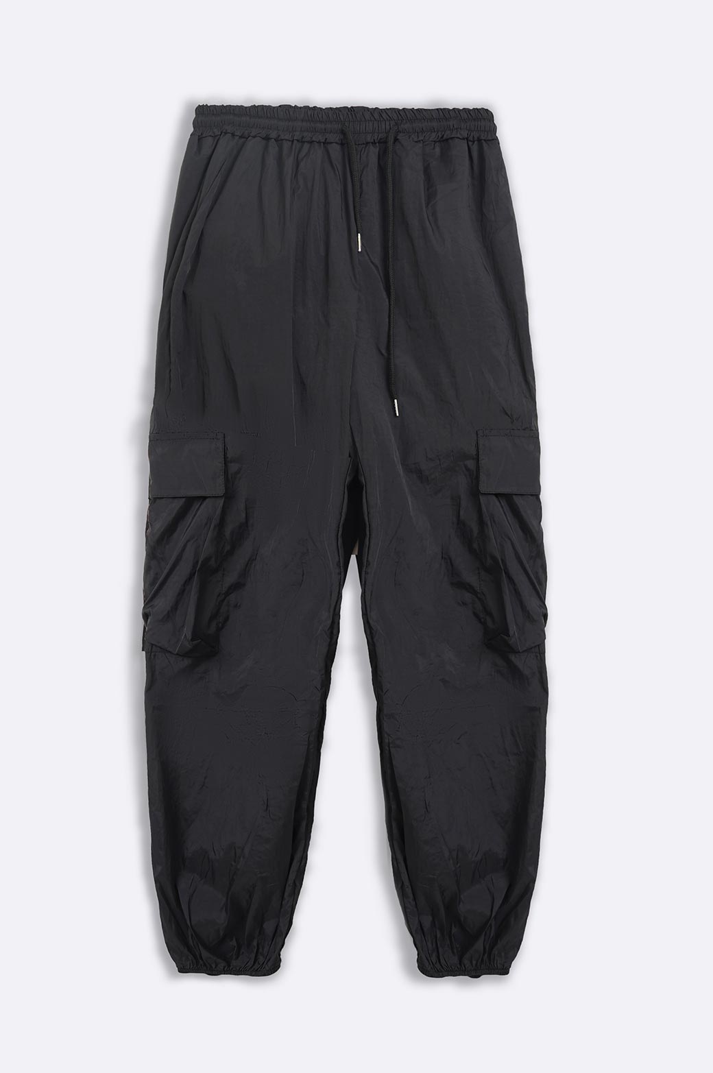 BLACK PARACHUTE DRAWSTRING PANTS