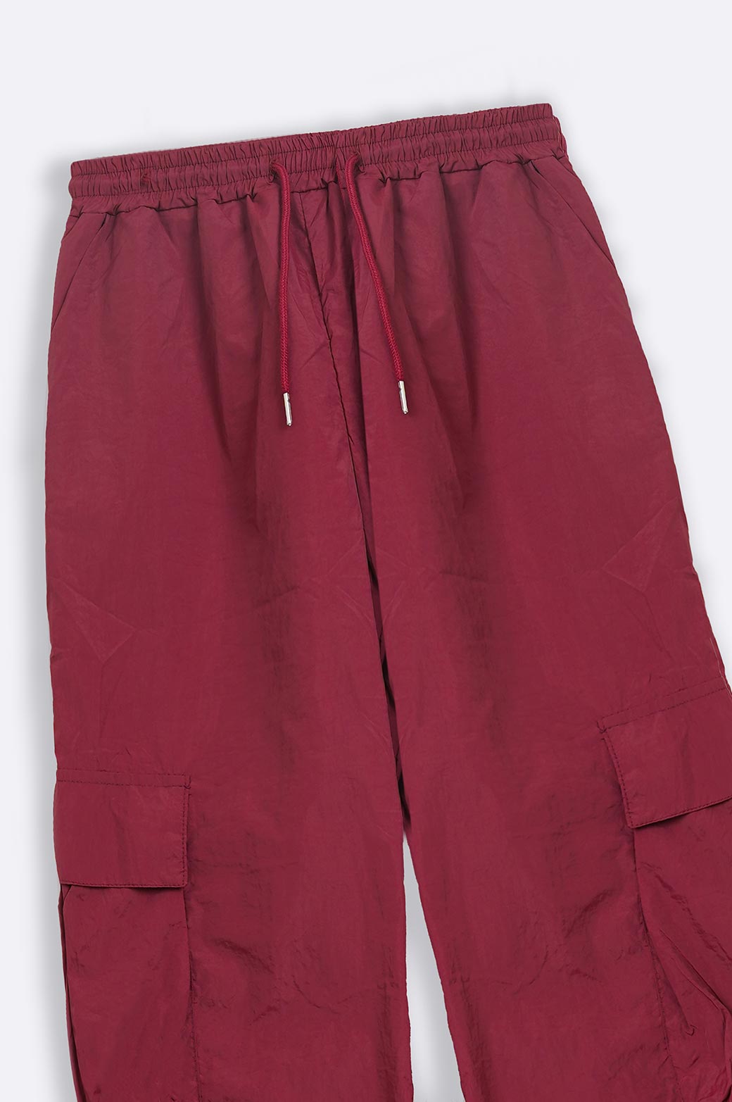 MAROON PARACHUTE DRAWSTRING PANTS