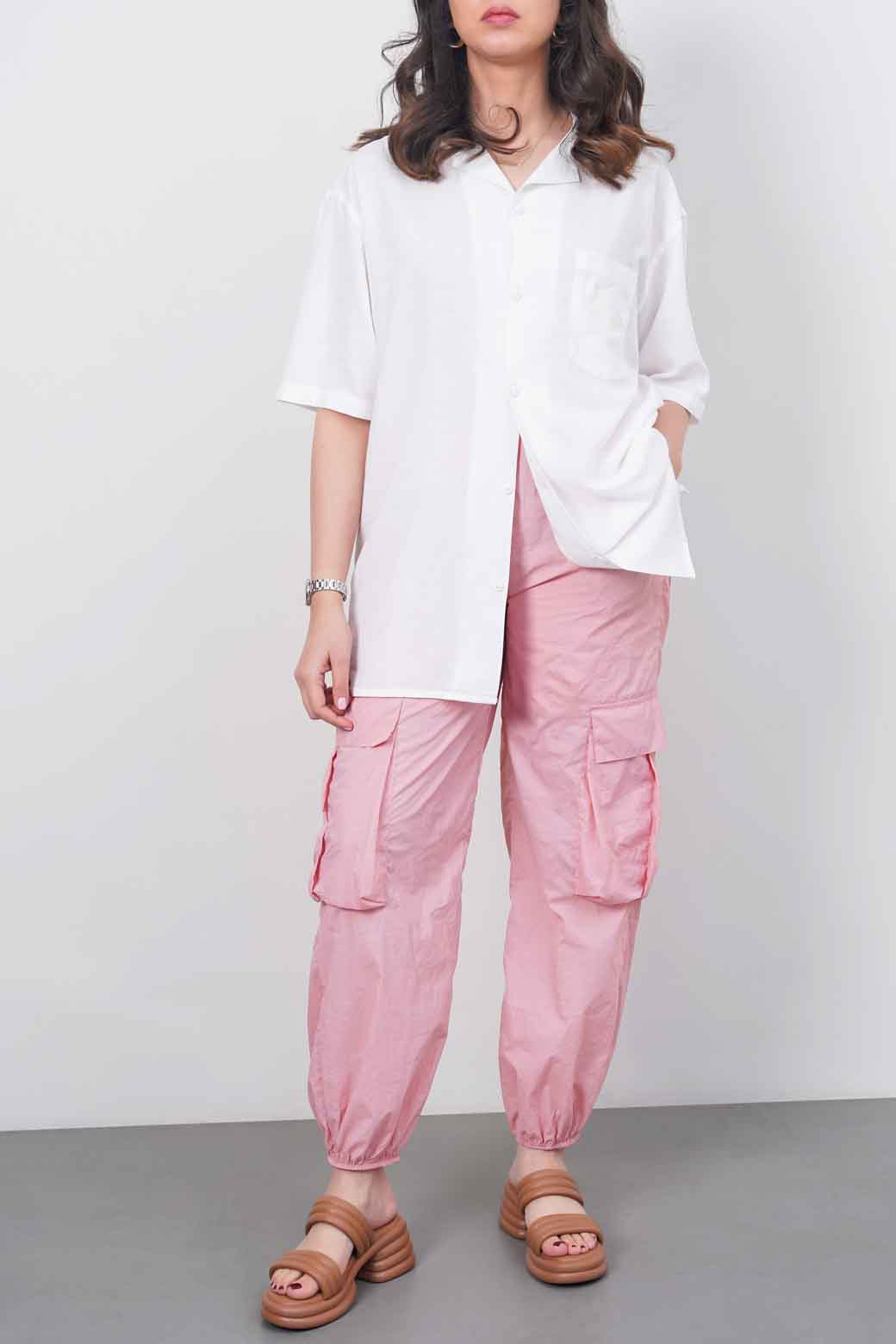 PINK PARACHUTE DRAWSTRING PANTS