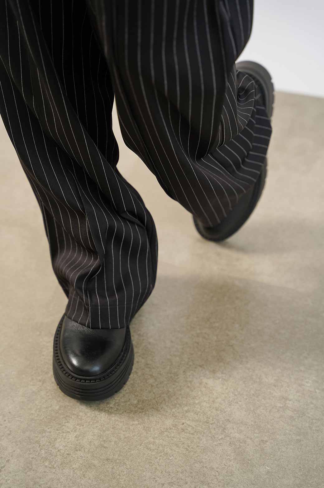 BLACK PINSTRIPE TAILORED PANTS