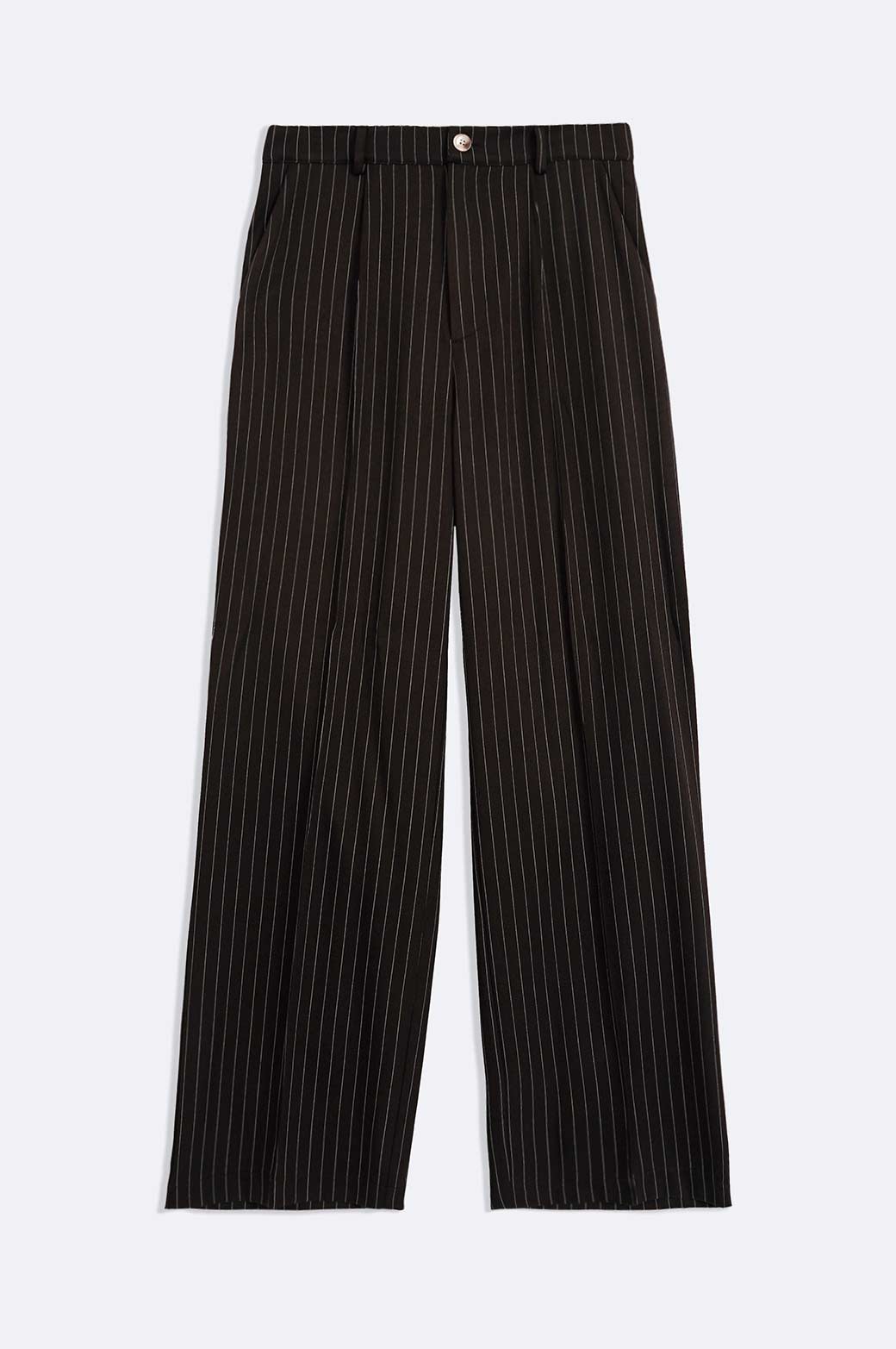 BLACK PINSTRIPE TAILORED PANTS