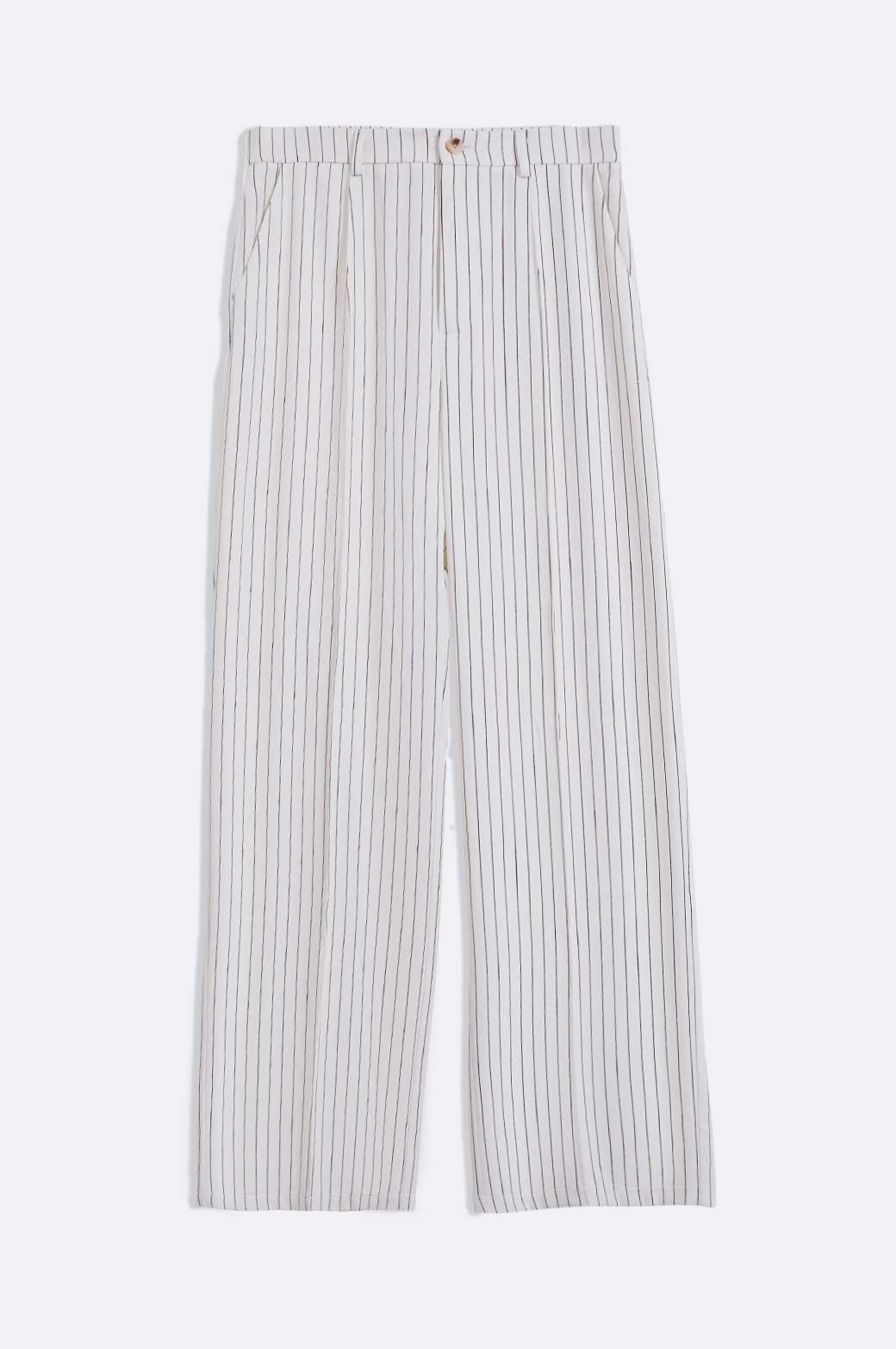 CREAM PINSTRIPE TAILORED PANTS