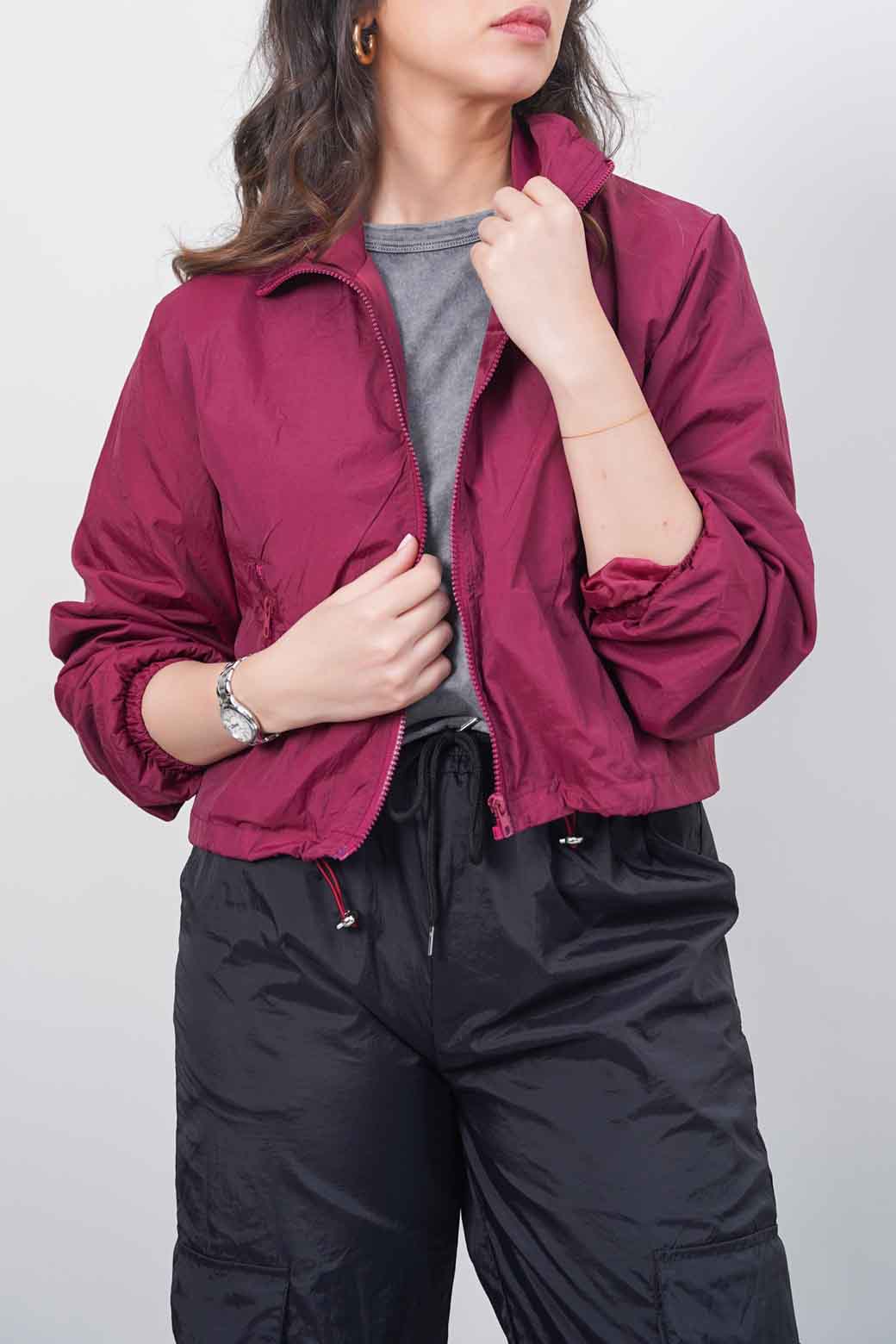 MAROON PARACHUTE JACKET
