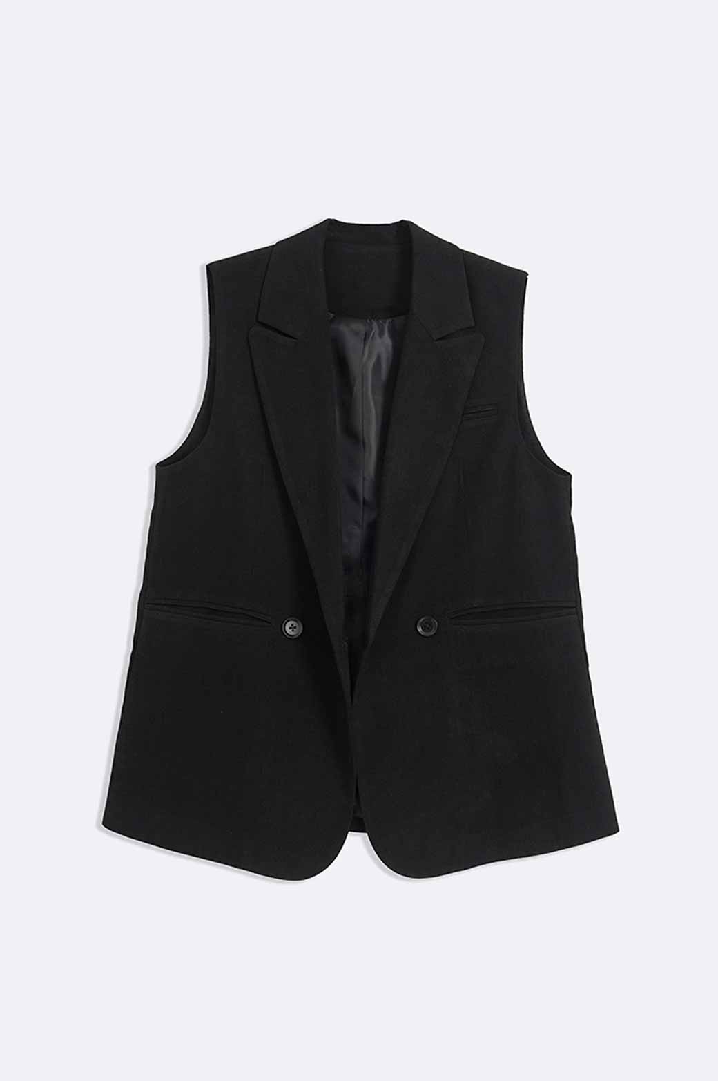 BLACK SLEEVELESS BLAZER