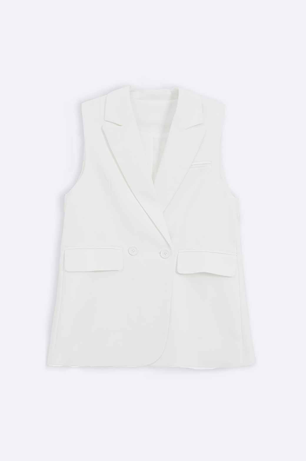 WHITE SLEEVELESS BLAZER