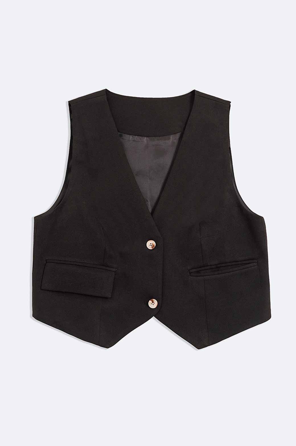 BLACK WAISTCOAT WITH POCKETS