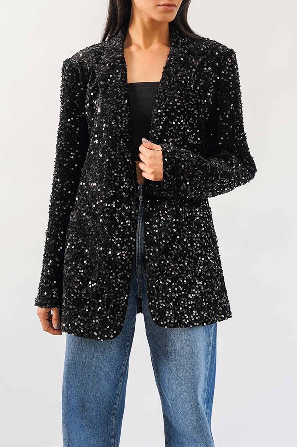 ALL BLACK SEQUINNED EVENING BLAZER