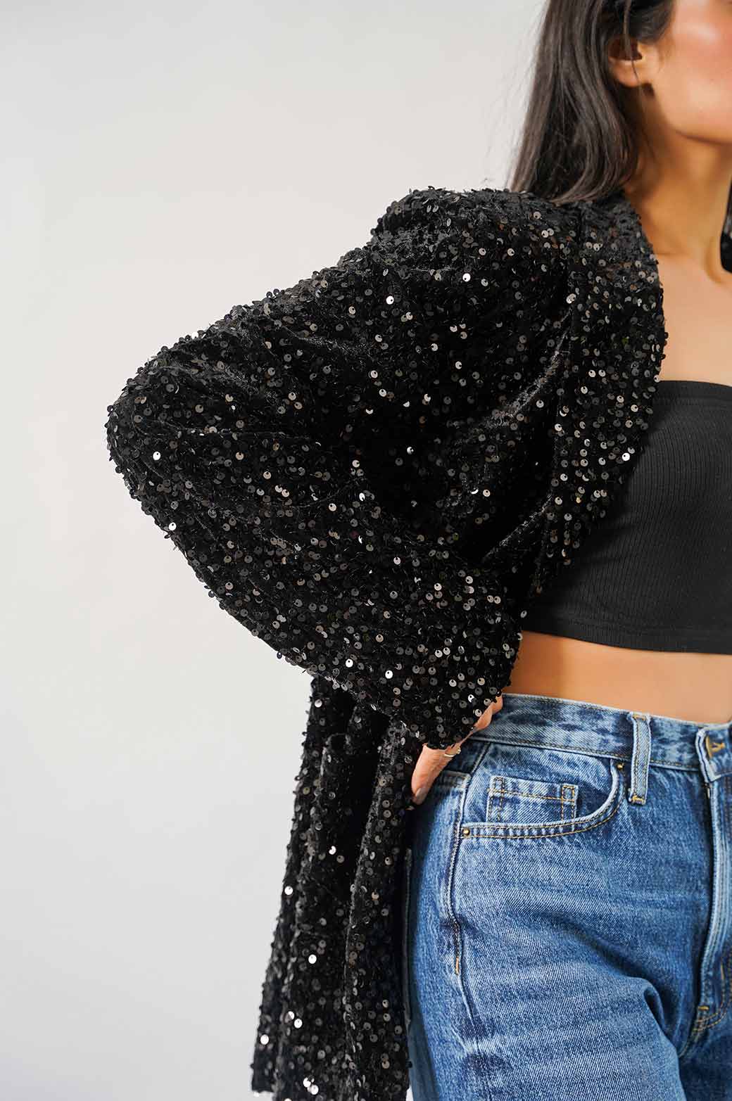 ALL BLACK SEQUINNED EVENING BLAZER