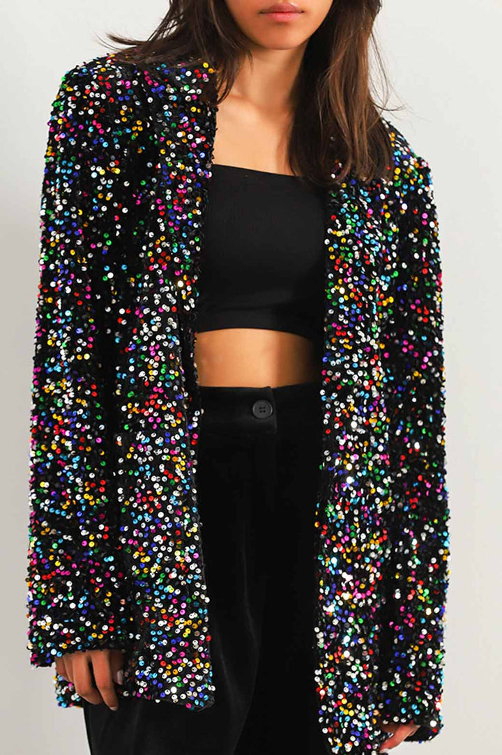 BLACK SEQUINNED EVENING BLAZER