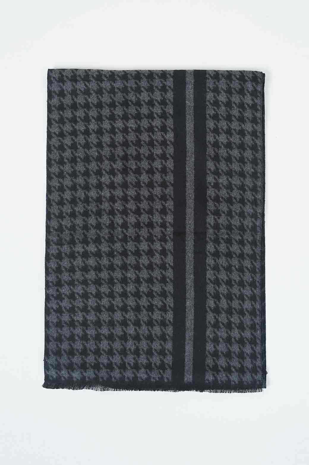BLACK HOUNDSTOOTH PATTERN SCARF