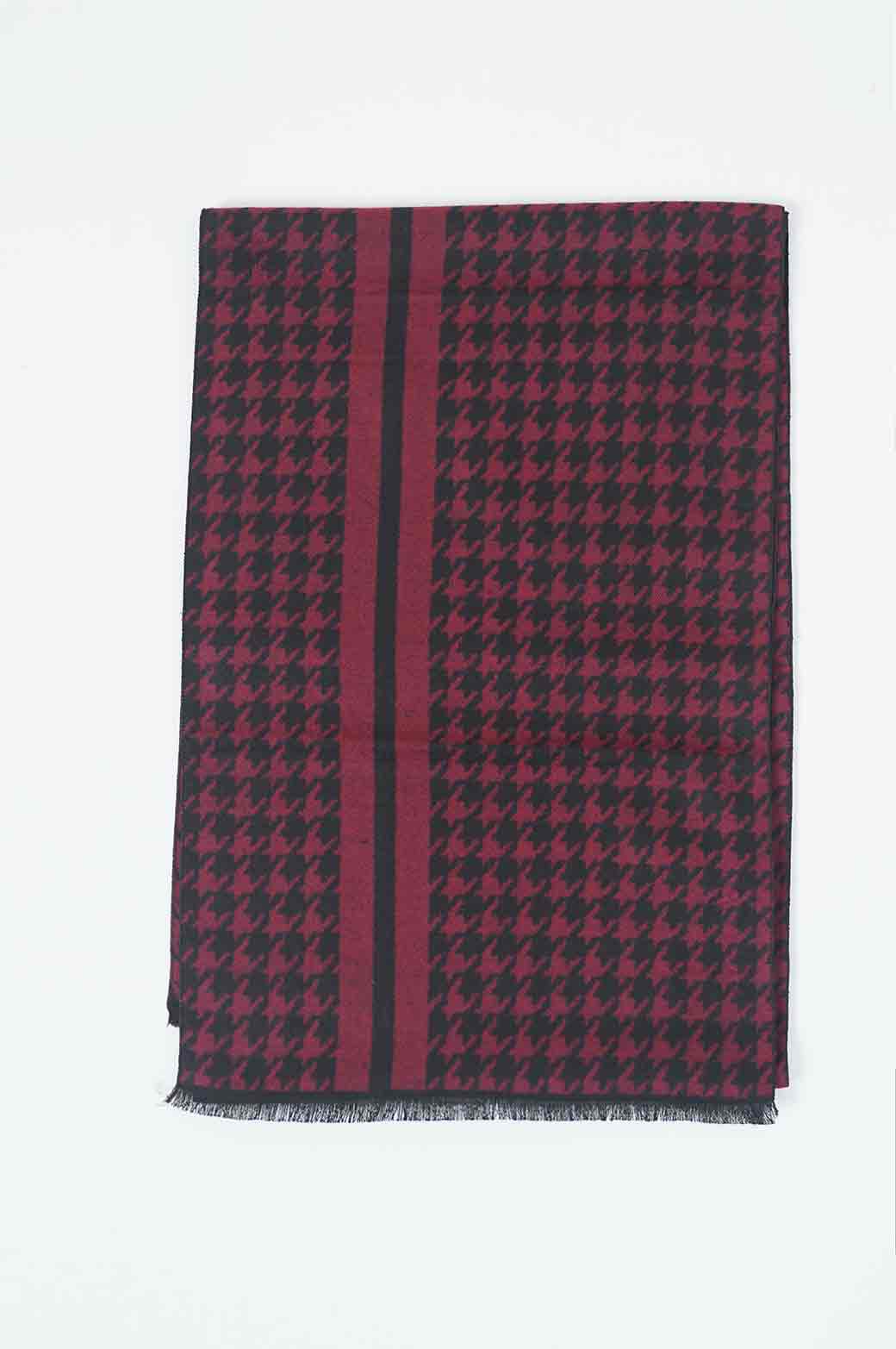 MAROON HOUNDSTOOTH PATTERN SCARF