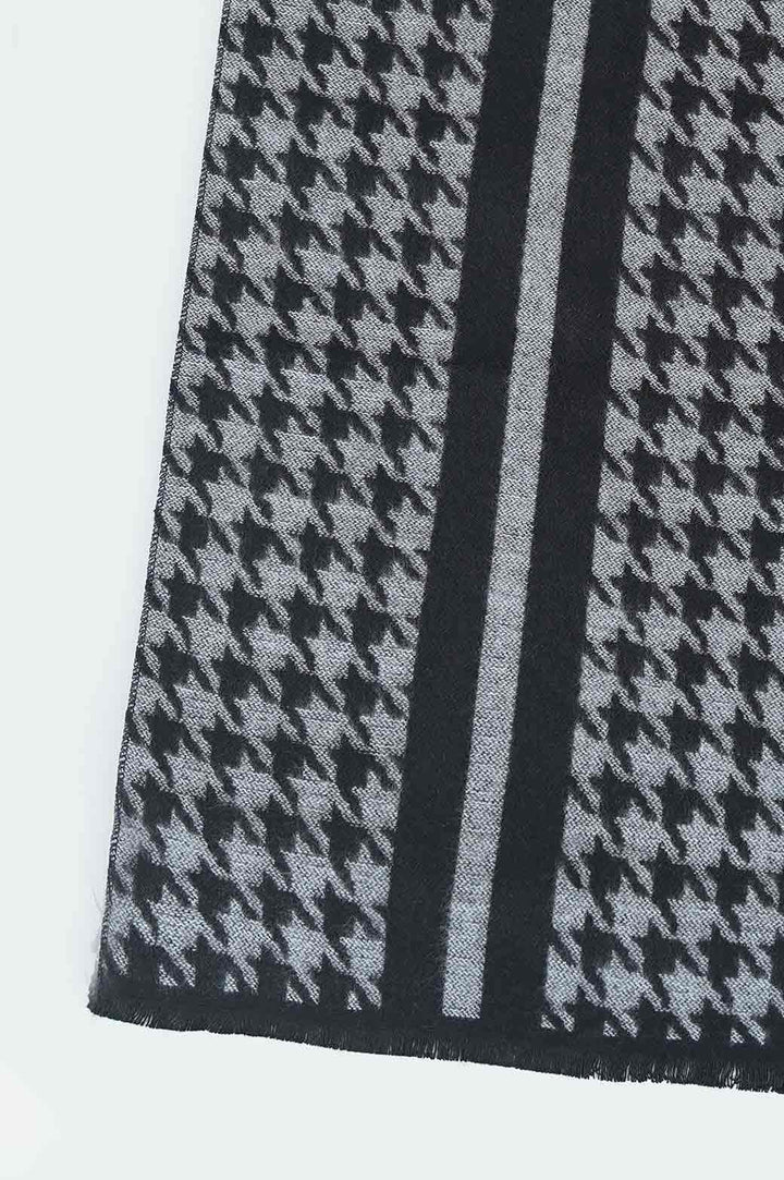 WHITE HOUNDSTOOTH PATTERN SCARF