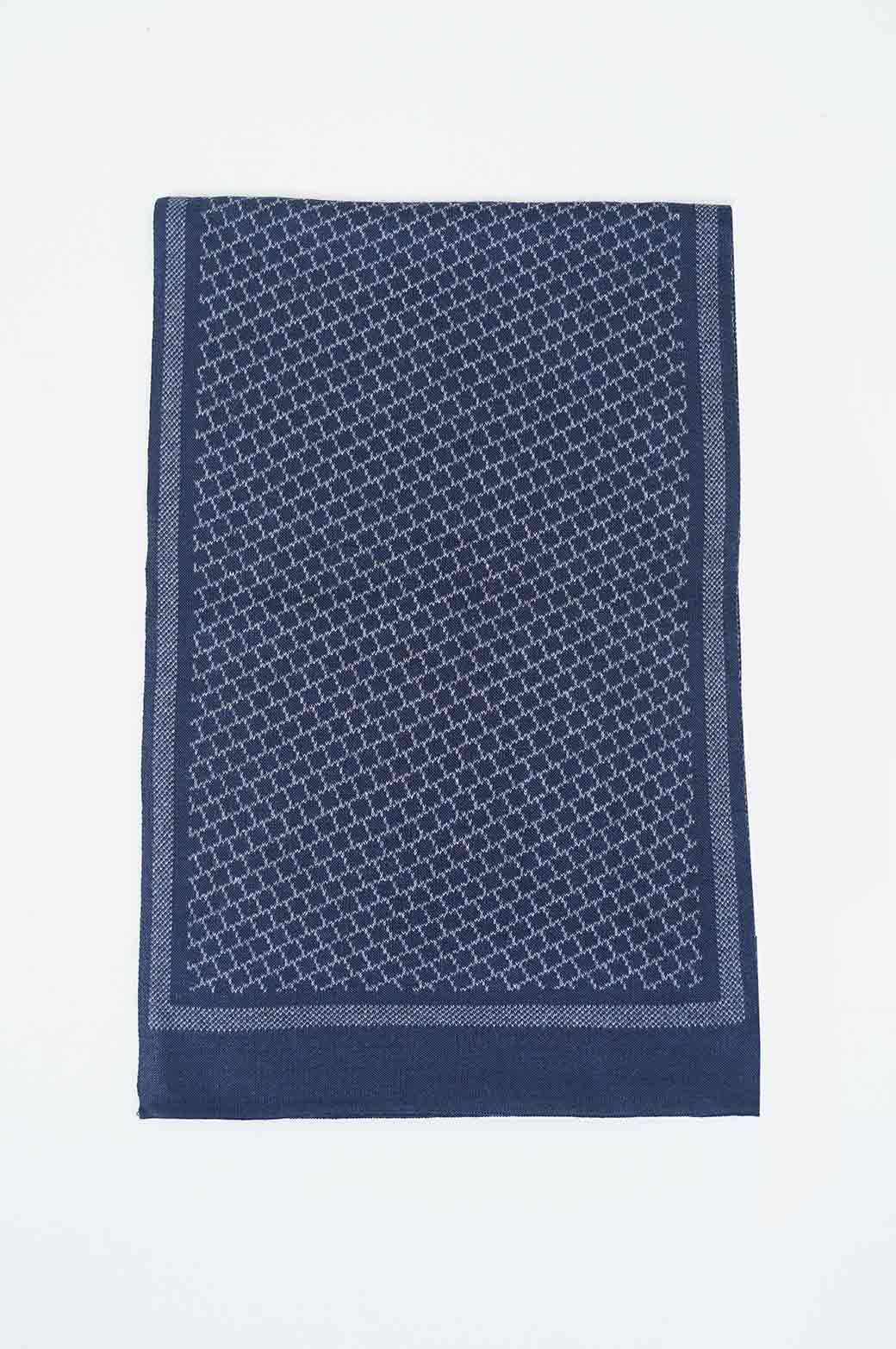 NAVY WOVEN PATTERNED SCARF