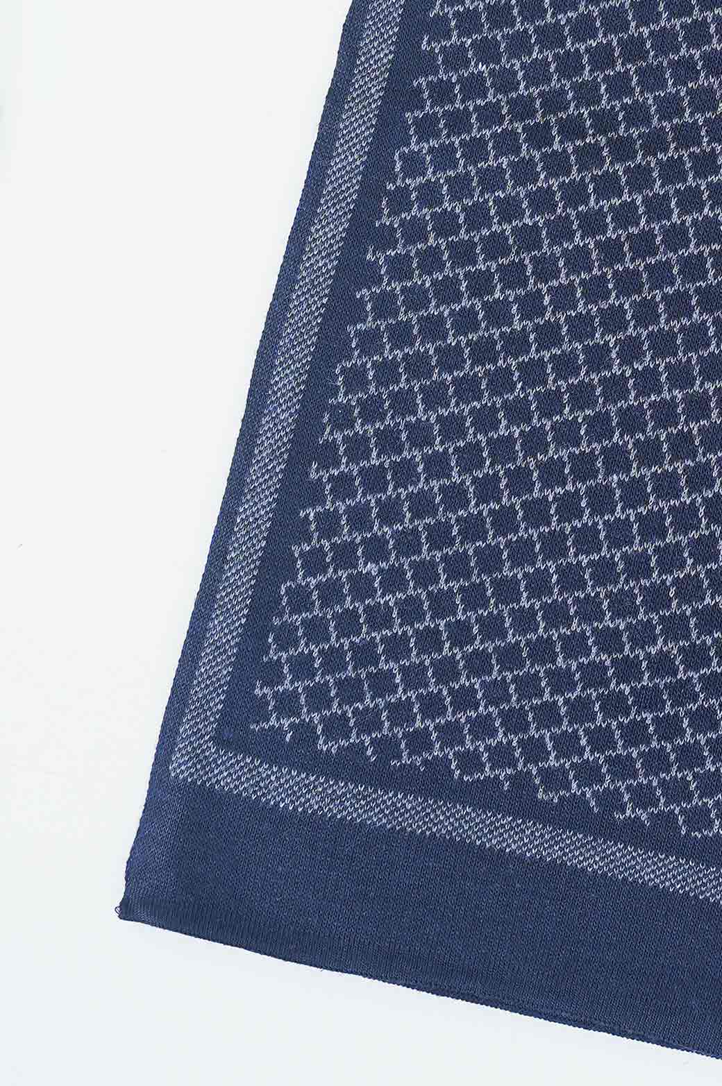 NAVY WOVEN PATTERNED SCARF