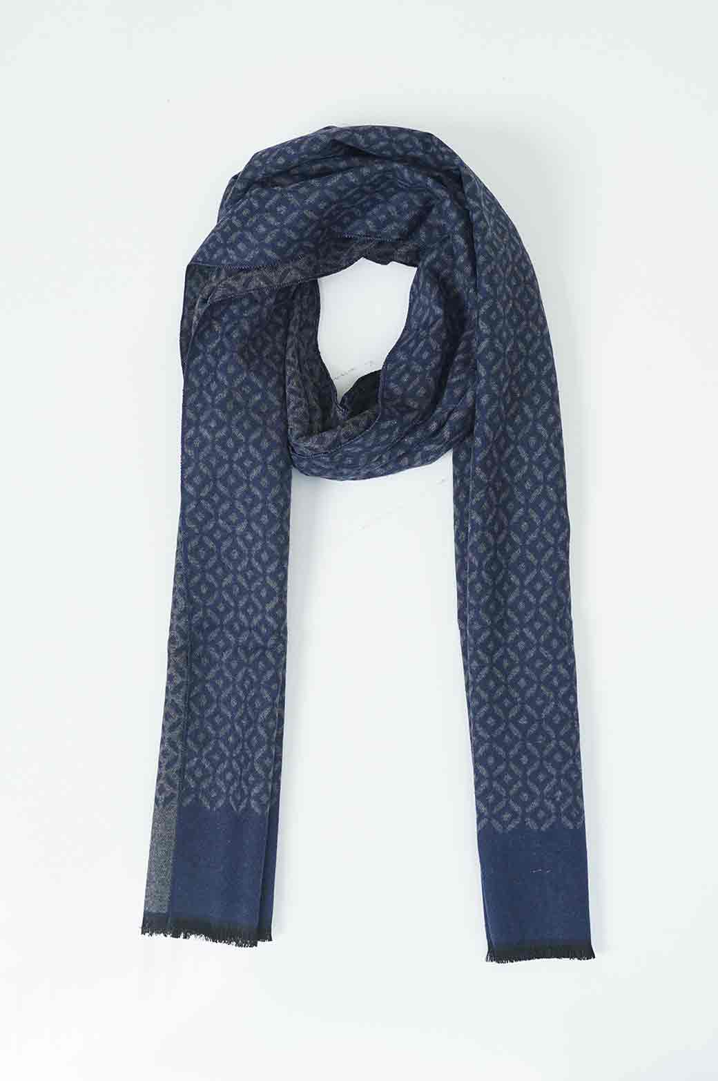 BLUE GEOMETRIC WOVEN SCARF