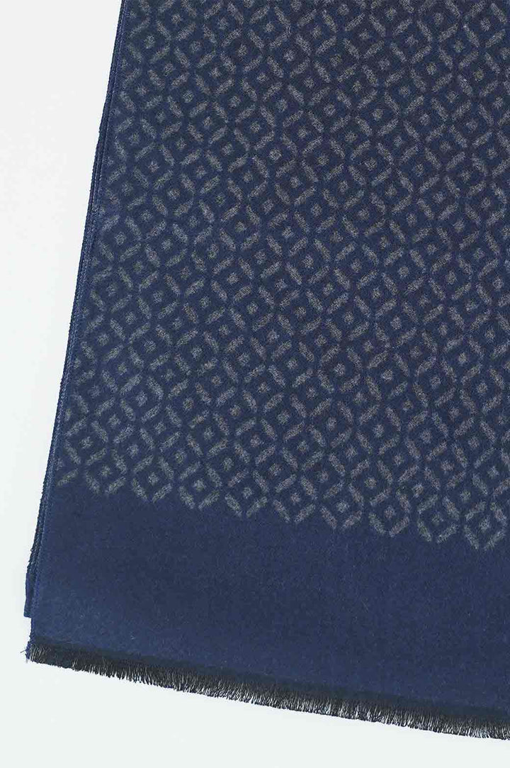 BLUE GEOMETRIC WOVEN SCARF