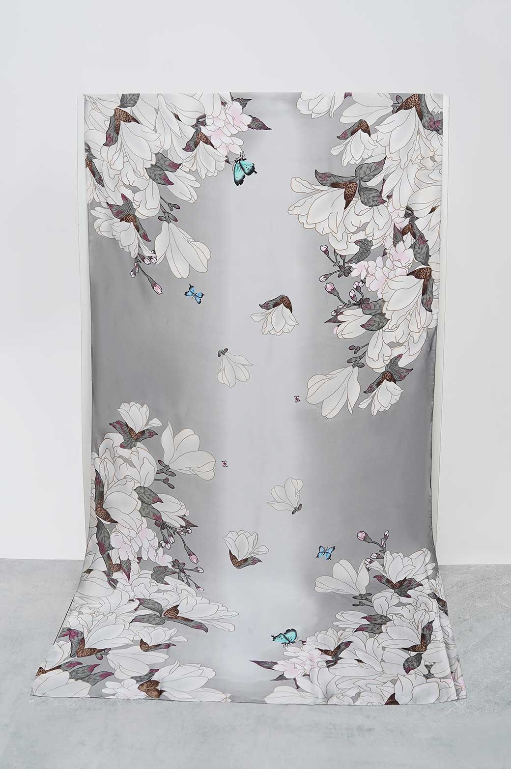 GREY JAPANESE FLORA SCARF