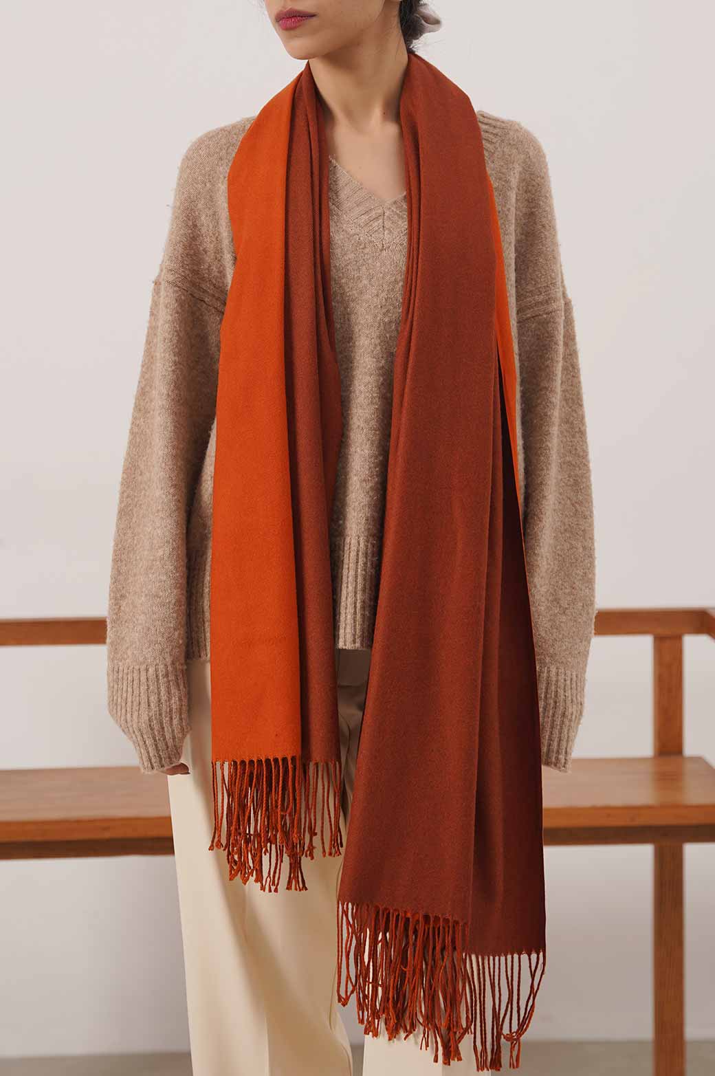 RED TWO-TONE SOFT SCARF