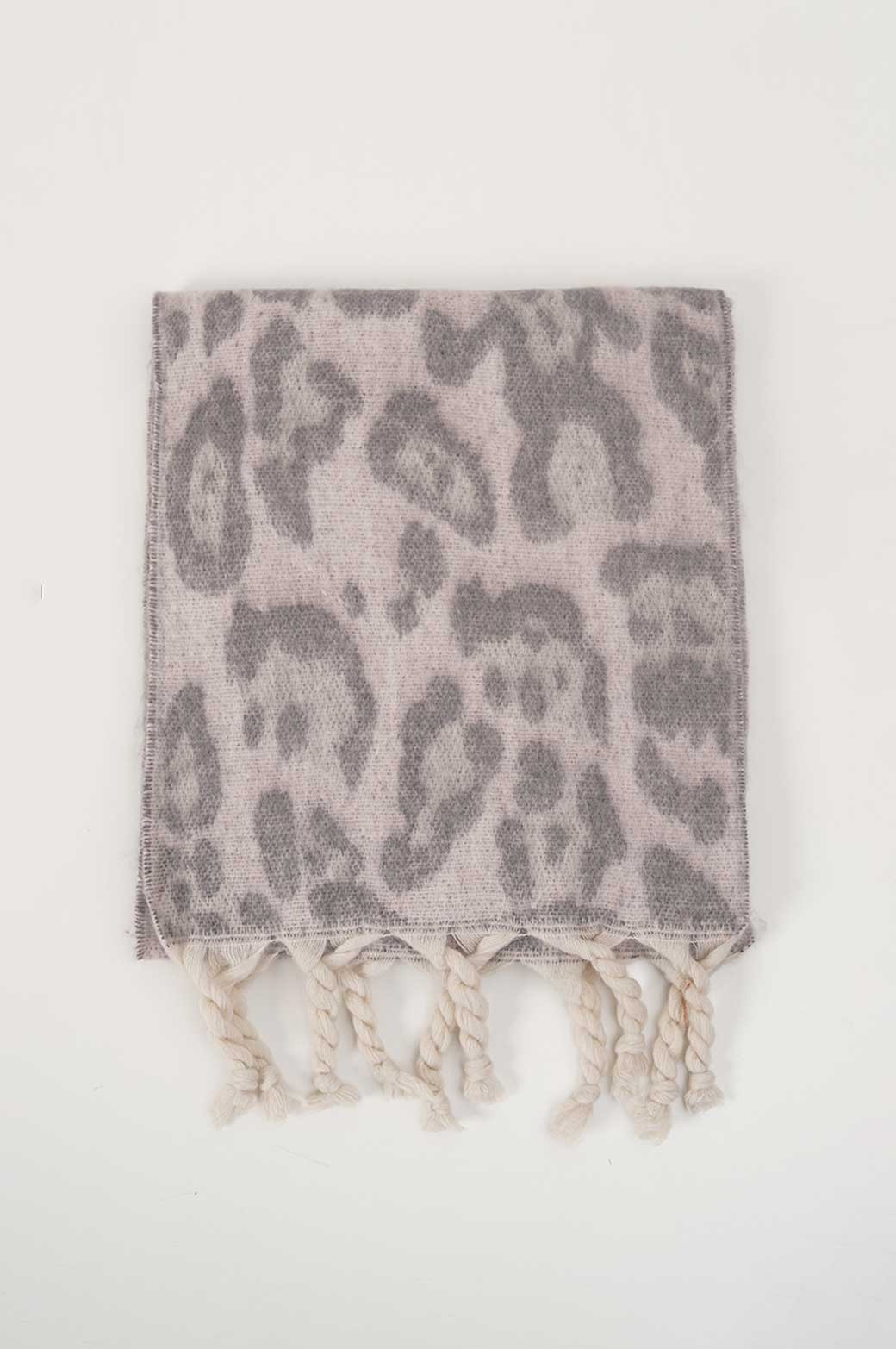GREY PINK PLUSH JUNGLE SCARF